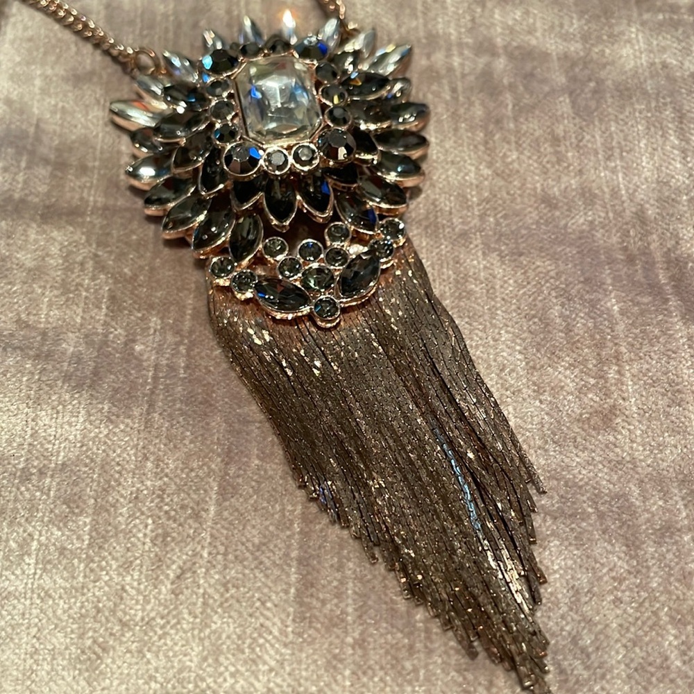Express Statement Piece Fringe Rosegold Necklace Vintage Rare